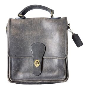 REHAB PROJECT Vintage Coach Black Station Bag 5130 90s Leather Beauty!!